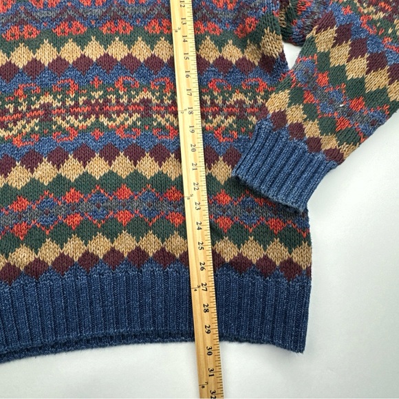 Gant Hand Framed Sweater Mens L Multicolor Striped V Neck Pullover 80s Vintage - Picture 2 of 7